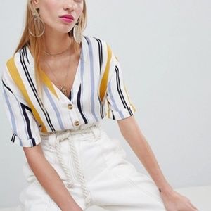 New Look Stripe Button Detail Shirt